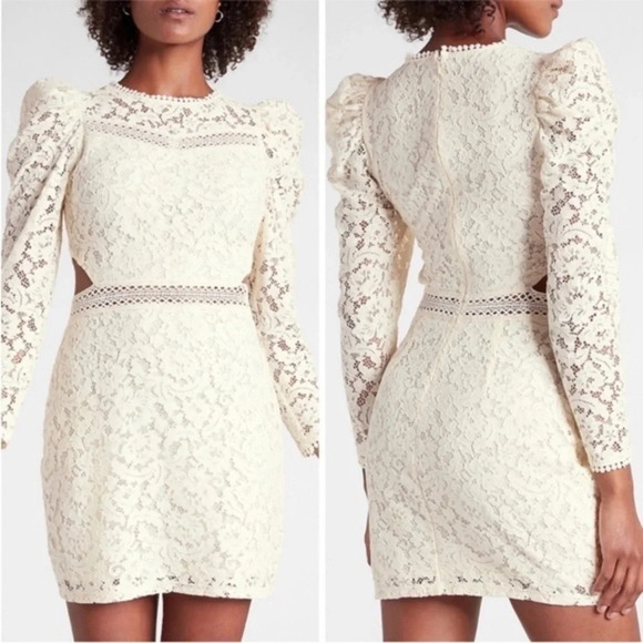 Edition Express • Ivory Cream Lace Cutout Dress - Picture 1 of 10